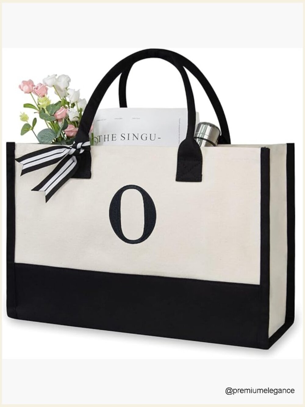 Personalized Monogrammed Canvas Beach Tote Bag for Women